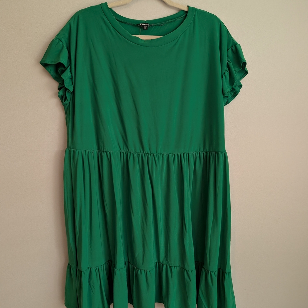 Green Ruffle Sleeve Dress
